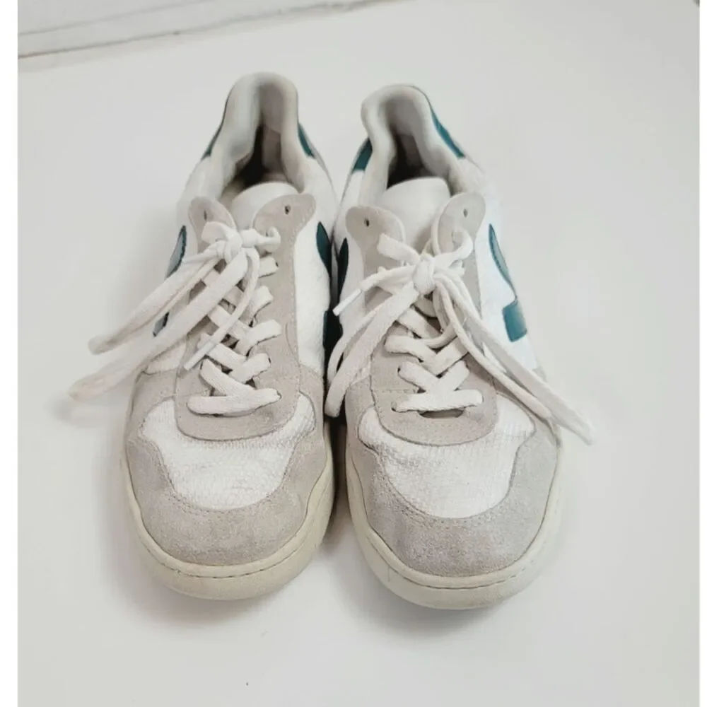 VEJAS V-10 B-MESH WHITE BRITTANY  SNEAKERS IN HUNTER GREEN, sz 9